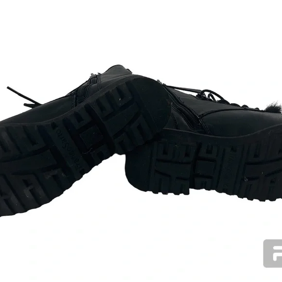 Franco Sarto Canon Combat Leather Boot with Faux Fur Tongue - Size 6 - Picture 7 of 8